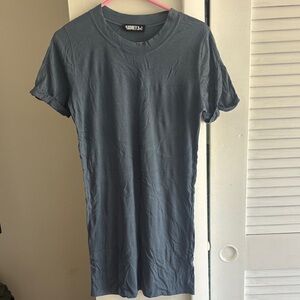 Audrey 3+1  Slate Short Sleeve Crewneck Tee dress - Charcoal